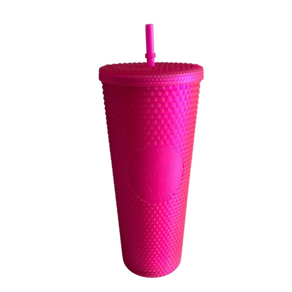 New Starbucks ruby mate pink studded barbie tumbler venti cup 24 oz hot